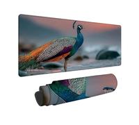 Large Mouse Mat 600x300mm, White Gaming Mouse Pad Peacock Desk Mat with 3MM Stitched Edges, Non-Slip Rubber Base Mousepad Desk Decor for Gaming, PC, Laptop, Office, Home, Gifts for Women -zjn2509NO