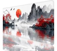 Large Mouse Mat 600x300x3 mm, XXL Mouse Pad Black Mousepad Ink Desk Mat Large, Adults Men Gaming Mousepad, Keyboard Desk Pad with Stitched Edges and Non-Slip Rubber Base for Office Work Decor 49-6i