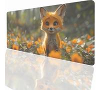 Large Mouse Mat 600x300x3mm, Extended Fox Desk Pad, Adults Kids Gaming Mouse Pad Keyboard with Stitched Edges Water Non-Slip Rubber Base for Desk Office Decor Gift PjY11404 N-U