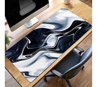 Large Mouse Mat 600x300x3mm Gaming Mouse Pad Waterproof Mousepad with Stitched Edges ;Large Mat with Rubber Base, for Wireless Mause, Accessories for Men, Gifts (Abstract Black) PjY2183 R-N