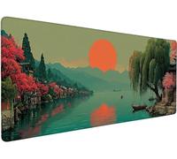 Large Mouse Mat 600x300x3mm Mouse Pad Sunset 1-09Q0P | Mousepad Large Size with Non-Slip Rubber Base, Stitched Edges Mousepad, Waterproof Smooth Keyboard Mat Office Accessories