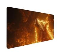 Large Mouse Mat 64x32in, Yellow Gaming Mouse Pad, Wolf Extended Desk Mat with Stitched Edges, Waterproof Mousepad Improved Precision and Speed, Desk Pad for Office Accessories Gifts for Women 3-4512