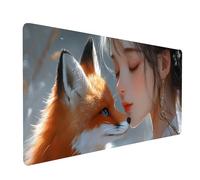 Large Mouse Mat 64x32x0.12In Waterproof Gaming Mouse Pad Woman Desk Mat Stitched Edges, Non-Slip Mousepad Fox for Gaming Desk Accessories, Mousemat for Laptop Table Decor Home Office product model7400