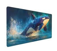 Large Mouse Mat 64x32x0.12Inches Waterproof Gaming Mouse Pad Abstract Desk Mat Stitched Edges, Non-Slip Mousepad Killer Whale for Gaming Desk Accessories, Mousemat for Laptop Office product model-4960