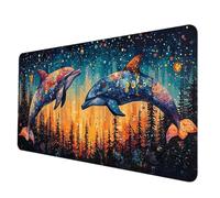 Large Mouse Mat 70 x 30 cm, Black Mouse Pad Dolphin Mousepad Anti-Slip Rubber Base Desk Mat with Stitched Edge PC Accessories Waterproof Smooth Surface Mousemat for PC, Office/Gaming -hjw2506S3