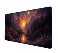 Large Mouse Mat 70 x 30 cm, Black Mouse Pad Sunset Mousepad Anti-Slip Rubber Base Desk Mat with Stitched Edge PC Accessories Waterproof Smooth Surface Mousemat for PC, Laptop, Office/Gaming -hjw2506HK