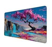 Large Mouse Mat 70 x 30 cm, Pink Mouse Pad Tree Mousepad Anti-Slip Rubber Base Desk Mat with Stitched Edge PC Accessories Waterproof Smooth Surface Mousemat for PC, Laptop, Office/Gaming -hjw2506AS