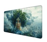 Large Mouse Mat 70 x 30 cm, White Mouse Pad Disaster Mousepad Anti-Slip Rubber Base Desk Mat with Stitched Edge PC Accessories Waterproof Smooth Surface Mousemat for PC, Office/Gaming -hjw25064A