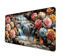 Large Mouse Mat 70 x 30 cm, White Mouse Pad Fall Mousepad Anti-Slip Rubber Base Desk Mat with Stitched Edge PC Accessories Waterproof Smooth Surface Mousemat for PC, Laptop, Office/Gaming -hjw250687
