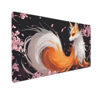 Large Mouse Mat 700 x 300 mm, Black Mouse Pad Gaming Keyboard Mousemat 27.6 x 11.8 inch, XXL Mousepad Fox Desk Mat Non-Slip Rubber Base with Stitched Edges for Laptop, Computer, Office, Home -MP1132