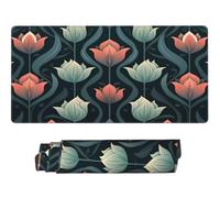 Large Mouse Mat 700 x 300 mm, Dark Green Mouse Pad Gaming Keyboard Mousemat 27.6 x 11.8 inch, XXL Mousepad Floral Desk Mat Non-Slip Rubber Base with Stitched Edges for Computer, Office, Home -MP332