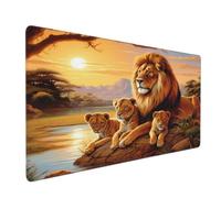 Large Mouse Mat 700 x 300 mm, Lion Mouse Pad Gaming Keyboard Mousemat 27.6 x 11.8 inch, XXL Mousepad Sunset Desk Mat Non-Slip Rubber Base with Stitched Edges for Computer, Office, Home -MP1450