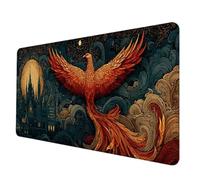 Large Mouse Mat 700 x 300 x 3 mm, Black Mouse Pad Phoenix Mousepad Anti-Slip Rubber Base Desk Mat with Stitched Edge PC Accessories Waterproof Smooth Surface Mousemat for PC, Office/Gaming -hjw2506H4