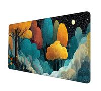 Large Mouse Mat 700 x 300 x 3 mm, Blue Mouse Pad Forest Mousepad Anti-Slip Rubber Base Desk Mat with Stitched Edge PC Accessories Waterproof Smooth Surface Mousemat for PC, Office/Gaming -hjw2506BP