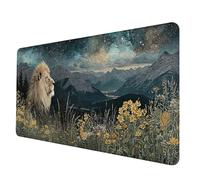 Large Mouse Mat 700 x 300 x 3 mm, Grey Mouse Pad Lion Mousepad Anti-Slip Rubber Base Desk Mat with Stitched Edge PC Accessories Waterproof Smooth Surface Mousemat for PC, Office/Gaming -hjw25060Z
