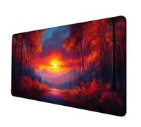 Large Mouse Mat 700x300x3 mm, Red Mouse Pad Sunset Mousepad Anti-Slip Rubber Base Desk Mat with Stitched Edge PC Accessories Waterproof Smooth Surface Mousemat for PC, Laptop, Office/Gaming -hjw2506A9
