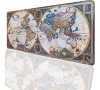 Large Mouse Mat 700x300x3mm, Extended World Map Desk Pad, Adults Kids Gaming Mouse Pad Keyboard with Stitched Edges Water Non-Slip Rubber Base for Desk Office Decor Gift PjY7376 W-T
