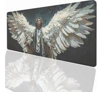 Large Mouse Mat 700x400x3mm, Extended Abstract Angel Desk Pad, Adults Kids Gaming Mouse Pad Keyboard with Stitched Edges Water Non-Slip Rubber Base for Desk Office Decor Gift LMDT12277