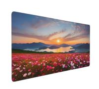 Large Mouse Mat 800 x 300 mm, Flower Field Mouse Pad Gaming Keyboard Mousemat 31.5 x 11.8 inch, XXL Mousepad Sunset Desk Mat Non-Slip Rubber Base with Stitched Edges for Office, Home -MP1342