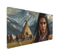Large Mouse Mat 800 x 300 mm, Indian Woman Mouse Pad Gaming Keyboard Mousemat 31.5 x 11.8 inch, XXL Mousepad Ethnic Style Desk Mat Non-Slip Rubber Base for Laptop, Computer, Office, Home -MP726