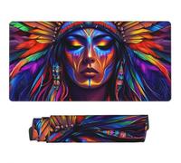 Large Mouse Mat 800 x 300 mm, Indian Woman Mouse Pad Gaming Keyboard Mousemat 31.5 x 11.8 inch, XXL Mousepad Colorful Desk Mat Non-Slip Rubber Base with Stitched Edges for Office, Home -MP1202