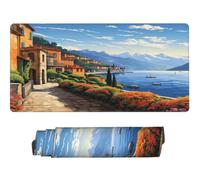 Large Mouse Mat 800 x 300 mm, Landscape Mouse Pad Gaming Keyboard Mousemat 31.5 x 11.8 inch, XXL Mousepad Coastal Town Desk Mat Non-Slip Rubber Base with Stitched Edges for Office, Home -MP1436