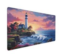 Large Mouse Mat 800 x 400 mm, Lighthouse Mouse Pad Gaming Keyboard Mousemat 31.5 x 15.7 inch, XXL Mousepad Sea Desk Mat Non-Slip Rubber Base with Stitched Edges for Computer, Office, Home -MP724