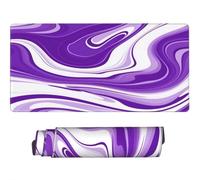Large Mouse Mat 800 x 400 mm, Marble Mouse Pad Gaming Keyboard Mousemat 31.5 x 15.7 inch, XXL Mousepad Purple Desk Mat Non-Slip Rubber Base with Stitched Edges for Computer, Office, Home -MP386