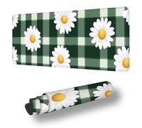Large Mouse Mat 800 x 400 x 3 MM XXL Extended Desk Mat, White Gaming Mouse Pad, Keyboard Mousepad Daisy Desk Pad, with Non-Slip Base and Stitched Edge Mousepad for Gaming Office Accessories S-7064