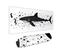 Large Mouse Mat 800x300 mm White Mouse Pad Shark Waterproof Mousepad with Stitched Edges Desk Pad Home Office Accessories Mousemat Non-Slip Rubber Base Gaming Keyboard Mat Desk Protector, Gifts K-44