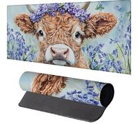 Large Mouse Mat 800x300mm, Extended Mouse Mat Ox Mouse Pad Yellow Desk Pad, Adults Kids Gaming Mouse Pad, Keyboard Pad with Stitched Edges Non-Slip Rubber Base for Desk Decor, Gifts for Men 3-M