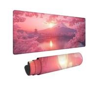 Large Mouse Mat 800x300mm, Pink Gaming Mouse Pad Mount Fuji Desk Mat with 3MM Stitched Edges, Non-Slip Rubber Base Mousepad Desk Decor for Gaming, PC, Laptop, Office, Home, Gifts for Women -zjn2509K7