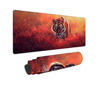 Large Mouse Mat 800x300mm, Red Gaming Mouse Pad Tiger Desk Mat with 3MM Stitched Edges, Non-Slip Rubber Base Mousepad Desk Decor for Gaming, PC, Laptop, Office, Home, Gifts for Women -zjn250971