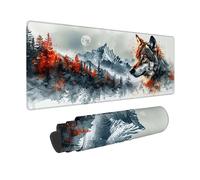 Large Mouse Mat 800x300x3 mm, Grey Gaming Mouse Pad Wolf Desk Mat with 3MM Stitched Edges, Non-Slip Rubber Base Mousepad Desk Decor for Gaming, PC, Laptop, Office, Home, Gifts for Women -zjn2509I3