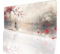 Large Mouse Mat 800x300x3mm, Extended Crane Flower Desk Pad, Adults Kids Gaming Mouse Pad Keyboard with Stitched Edges Water Non-Slip Rubber Base for Desk Office Decor Gift LMDT7366