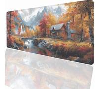 Large Mouse Mat 800x300x3mm, Extended Landscape Cabin Desk Pad, Adults Kids Gaming Mouse Pad Keyboard with Stitched Edges Water Non-Slip Rubber Base for Desk Office Decor Gift LMDT9851