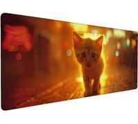 Large Mouse Mat 800x300x3mm Mouse Pad Cat P-H8VG1 | Mousepad Large Size with Non-Slip Rubber Base, Stitched Edges Mousepad, Waterproof Smooth Keyboard Mat Office Accessories