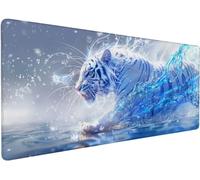 Large Mouse Mat 800x300x3mm Mouse Pad Tiger 4-7LA9S | Mousepad Large Size with Non-Slip Rubber Base, Stitched Edges Mousepad, Waterproof Smooth Keyboard Mat Office Accessories