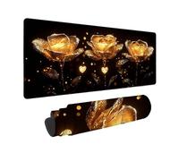 Large Mouse Mat 800x300x3mm, Yellow Gaming Mouse Pad Rose Desk Mat with 3MM Stitched Edges, Non-Slip Rubber Base Mousepad Desk Decor for Gaming, PC, Laptop, Office, Home, Gifts for Women -zjn250995