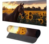 Large Mouse Mat 800x400mm, Extended Mouse Mat Horse Mouse Pad Yellow Desk Pad, Adults Kids Gaming Mouse Pad, Keyboard Pad with Stitched Edges Non-Slip Rubber Base for Desk Decor, Gifts for Men 7-L