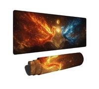 Large Mouse Mat 800x400x3 mm, Red Gaming Mouse Pad Phoenix Desk Mat with 3MM Stitched Edges, Non-Slip Rubber Base Mousepad Desk Decor for Gaming, PC, Laptop, Office, Home, Gifts for Women -zjn2509H4