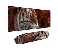 Large Mouse Mat 800x400x3 mm, Red Gaming Mouse Pad Tiger Desk Mat with 3MM Stitched Edges, Non-Slip Rubber Base Mousepad Desk Decor for Gaming, PC, Laptop, Office, Home, Gifts for Women -zjn250944