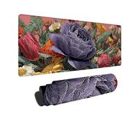 Large Mouse Mat 800x400x3mm, Purple Gaming Mouse Pad Flowers Desk Mat with 3MM Stitched Edges, Non-Slip Rubber Base Mousepad Desk Decor for Gaming, PC, Laptop, Office, Home, Gifts for Women -zjn2509WD