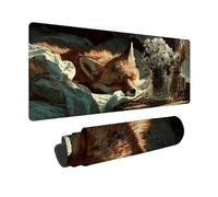 Large Mouse Mat 80x30cm, Yellow Gaming Mouse Pad Fox Desk Mat with 3MM Stitched Edges, Non-Slip Rubber Base Mousepad Desk Decor for Gaming, PC, Laptop, Office, Home, Gifts for Women -zjn2509BYR249C7