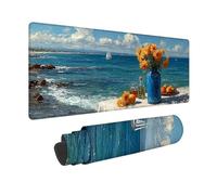 Large Mouse Mat 80x40cm, Blue Gaming Mouse Pad Ocean Desk Mat with 3MM Stitched Edges, Non-Slip Rubber Base Mousepad Desk Decor for Gaming, PC, Laptop, Office, Home, Gifts for Women -zjn2509P39WN0SK