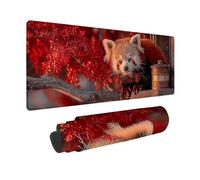 Large Mouse Mat 80x40cm, Red Gaming Mouse Pad Panda Desk Mat with 3MM Stitched Edges, Non-Slip Rubber Base Mousepad Desk Decor for Gaming, PC, Laptop, Office, Home, Gifts for Women -zjn2509OZ3276RE