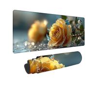Large Mouse Mat 80x40cm, Yellow Gaming Mouse Pad Rose Desk Mat with 3MM Stitched Edges, Non-Slip Rubber Base Mousepad Desk Decor for Gaming, PC, Laptop, Office, Home, Gifts for Women -zjn2509PQ