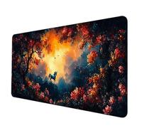 Large Mouse Mat 90 x 30 cm, Black Mouse Pad Unicorn Mousepad Anti-Slip Rubber Base Desk Mat with Stitched Edge PC Accessories Waterproof Smooth Surface Mousemat for PC, Office/Gaming -hjw2506M9