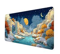 Large Mouse Mat 90 x 30 cm, White Mouse Pad Landscape Mousepad Anti-Slip Rubber Base Desk Mat with Stitched Edge PC Accessories Waterproof Smooth Surface Mousemat for PC, Office/Gaming -hjw2506S3