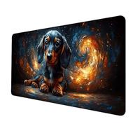 Large Mouse Mat 90 x 40 cm, Black Mouse Pad Dog Mousepad Anti-Slip Rubber Base Desk Mat with Stitched Edge PC Accessories Waterproof Smooth Surface Mousemat for PC, Laptop, Office/Gaming -hjw2506C1